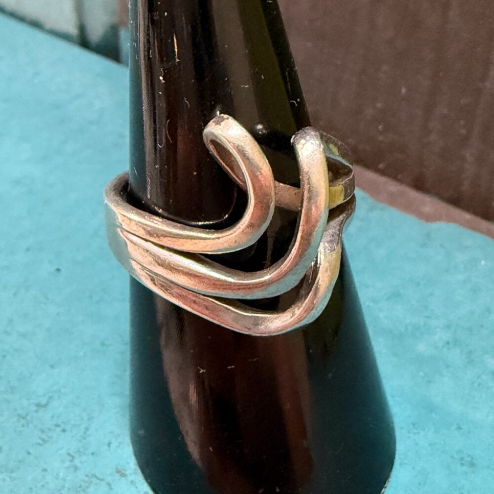 Sterling Silver 925 Triple Wave Ring Abstract Flowing Openwork Design Sz 7 Band